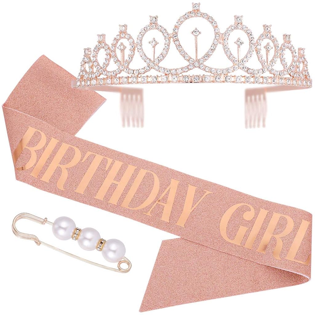 SNOWIE SOFT® Birthday Headpiece Girl Tiara Headband Birthday Girl Glitter Crown Rhinestone Crystal Birthday Tiara Crown Gold Birthday Girl Satin Sash for Party Decorations Supplies SNOWIE SOFT® Birthday Headpiece Girl Tiara Headband Birthday Girl Glitter Crown Rhinestone Crystal Birthday Tiara Crown Gold Birthday Girl Satin Sash for Party Decorations Supplies